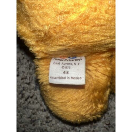 Oso de peluche Fisher Price 1975 vintage 11" naranja Freddy - Squeaker funciona muy bien - Imagen 3 de 5