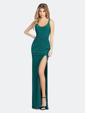 Mac Duggal 26434 Jersey Sleeveless Gown Sz 4 Emerald Green