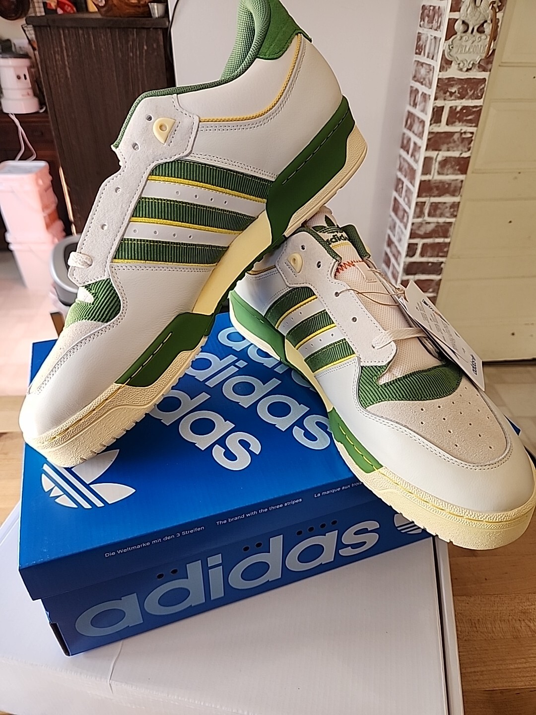 Adidas Originals Rivalry Low 86 Size 16 Chalk White Green NIB FZ6318 New In Box