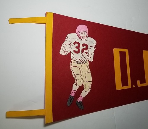 1970s OJ Simpson Football Pennant Banner Flag Vintage Felt Bills 49ers 30" X 12" - Picture 4 of 10