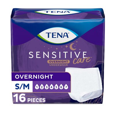 Tena Overnight Incontinence Underwear Small Medium 16 Count for Nighttime Use