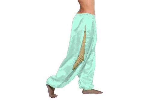 Satin Belly Dance Pantaloons Pant Yoga Pant High Split Harem Aladdin Baggy S18-1 - Picture 6 of 44
