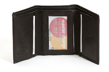 Leather TriFold 6 Credit Card 2 ID Window 4 x 3.5 inches pr-2762 - Men's Wallet