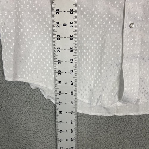 Vtg Wrangler Shirt Men 16.5 34 White Pearl Snap Regular Fit X-long Tail USA Made - Picture 5 of 8