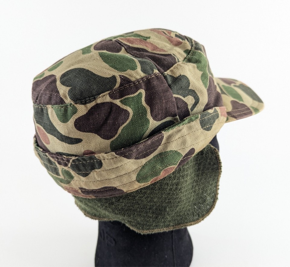 Vintage Hunting Hat Cap Size M Green Camo Camouflage with Ear Flaps eBay