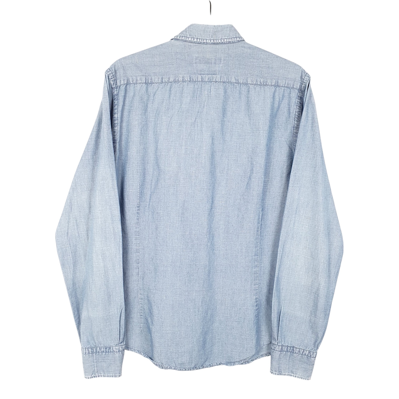 MASSIMO DUTTI Blue Shirt Chambray Long Sleeve Casual Cotton Mens M image 3
