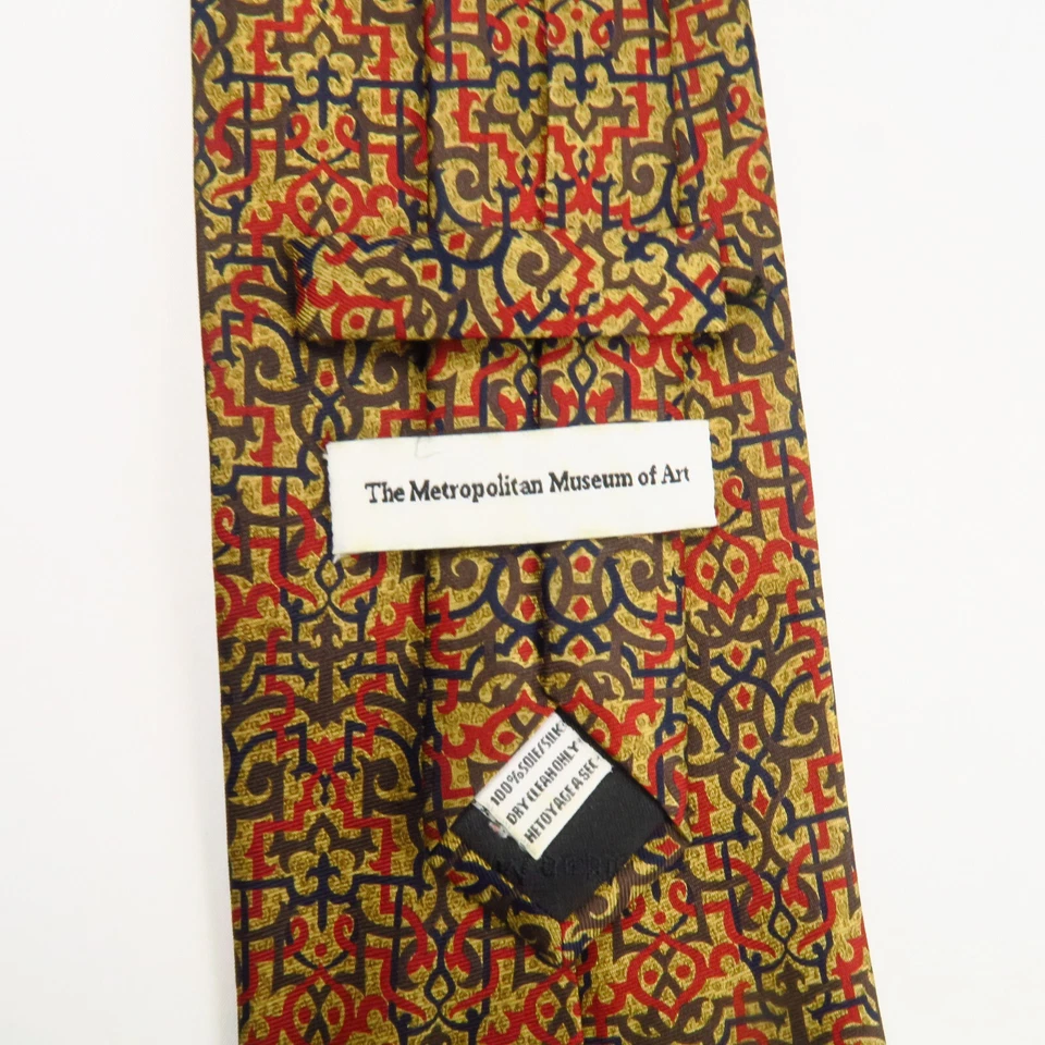 Corbata para hombre colorida arquitectónica dorada roja del Museo Metropolitano de Arte 60x3,75 Foto 3 de 4