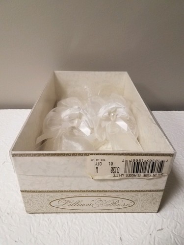 NEW WHITE SATIN ROSE WEDDING TOASTING GLASSES BY LILLIAN ROSE - Picture 7 of 9
