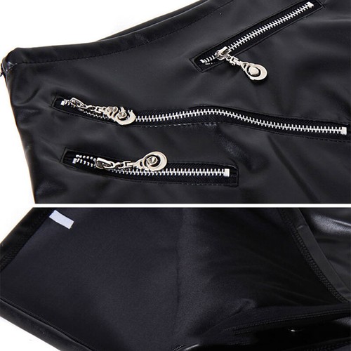Damen schmale Slips Shorts Höschen Leder PU hochtaillierter Reißverschluss Jazz Dancewear sexy - Bild 8 von 14