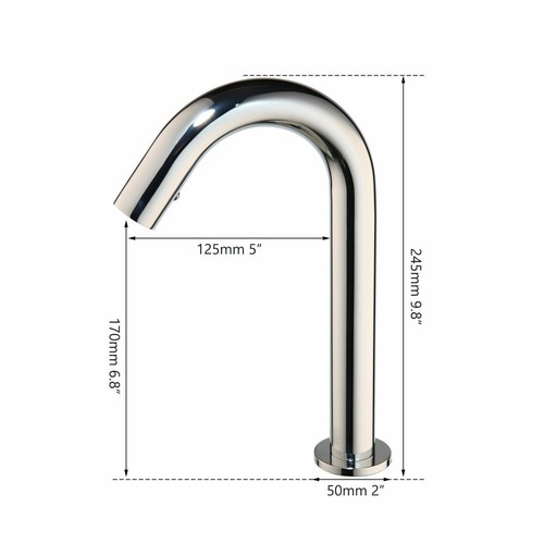 9.8" Silver Arc Touchless Bathroom Basin Sink Sensor Faucet Induction Mixer Tap - Picture 2 of 8