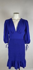 AMANDA UPRICHARD Blue quarter sleeve ruffle cocktail Dress  & cuff ties S