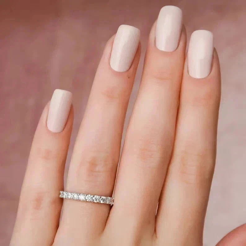 4.00 CT Round Cut Natural Diamond Wedding Full Eternity Band Ring 14k White Gold - Image 4 of 4