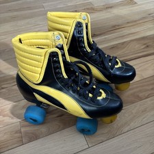 Vintage Sure Grip Super Roller Skates Size 8 Men's Black Yellow
