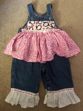 12 months Vintage Oshkosh Denim Overalls OOAK Cottage Core Penguin