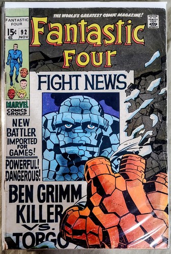 Vintage Fantastic Four #92 (Marvel Comics, 1969, 15¢) Gd/Vg 3.0 Grade Ben Grimm
