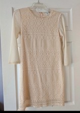 Elegant Cream Lace Dress – Long Sleeve, Knee Length, Very Good Condition