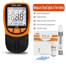 Home Use 5-in-1 Lipid Meter Cholesterol Monitor with 10 Test Strips Health Tool