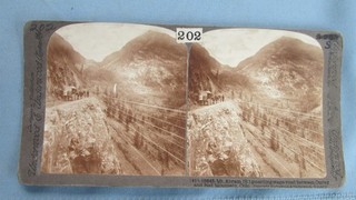 1890's Ouray Colorado Red Mountain Wagon Road Stereoview Mt. Abram Stagecoach
