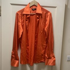 Camicia uomo manica lunga raso arancione