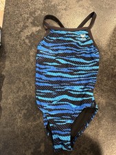 TYR Girls One Piece Swimsuit Blue/Black Size 24 BIN C