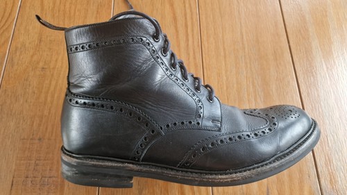 Stivali di gomma Loake 1880 Bedale Black Brogue Heavy Country Victory Regno Unito larghi 10 g