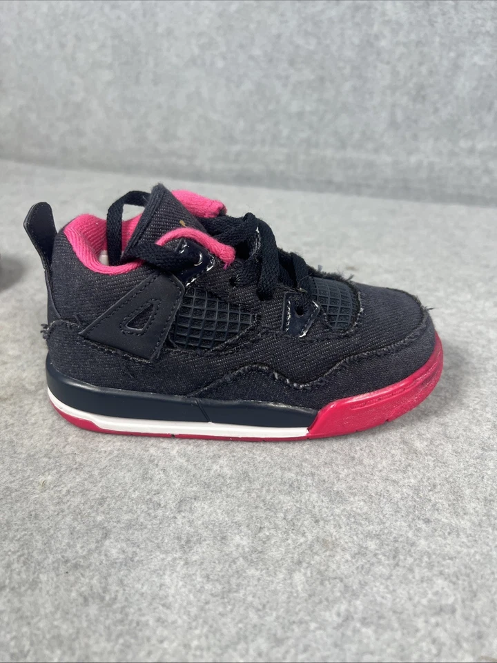 Nike Air Jordan 4 Retro GT Bebé Niña Talla 8C Azul Marino Denim Azul Y Rosa 705345-408 Foto 2 de 4