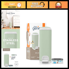 Durable Stainless Steel Diaper Pail - Holds 165 Newborn Diapers, Includes Refill