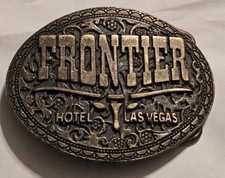 Used Frontier Hotel Las Vegas Western Longhorn Logo Belt Buckle LJ