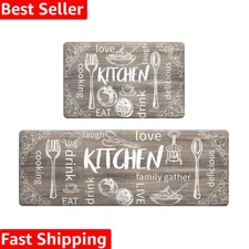 Comfortable Non-Slip Kitchen Mats Set - Thick Anti-Fatigue Design, 2 Sizes