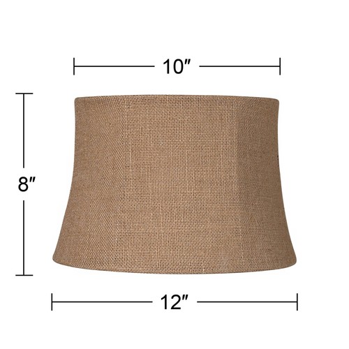Natural Burlap Small Drum Lamp Shade 10" Top x 12" Bottom x 8" High (Spider) - Picture 4 of 5
