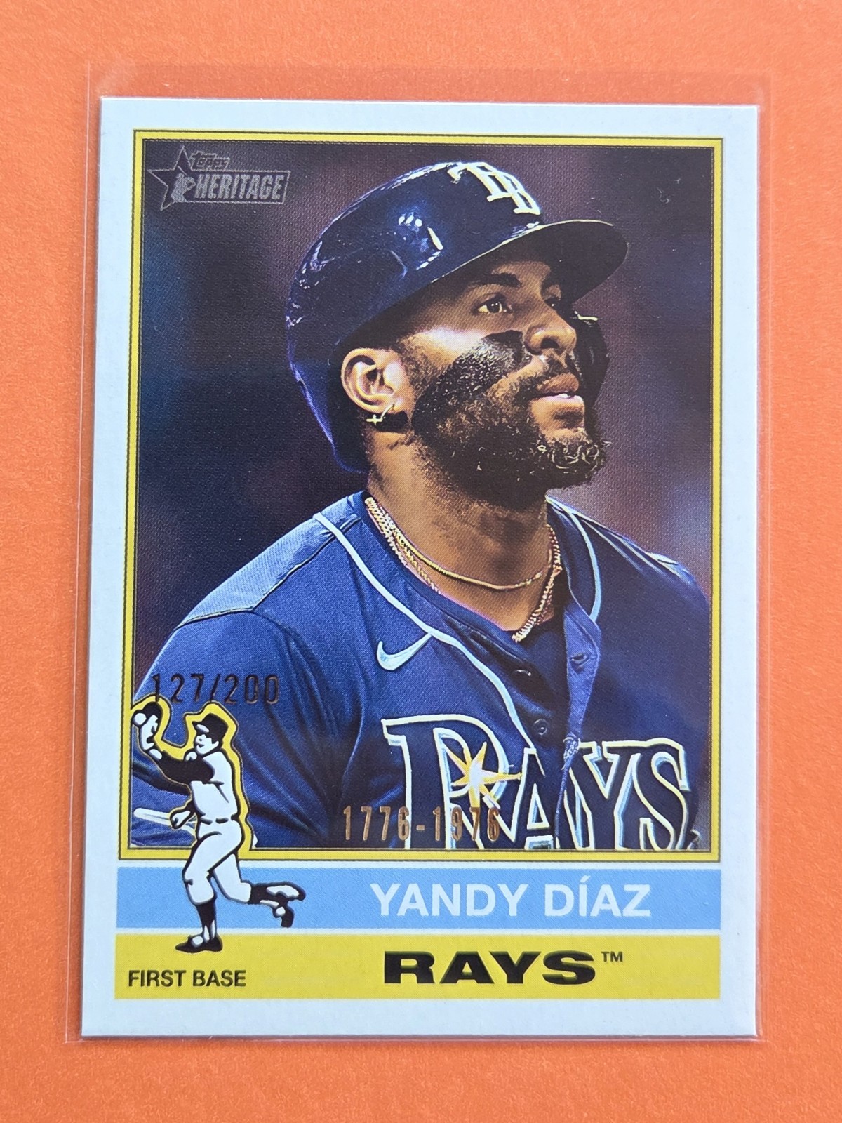 2025 Topps Heritage #215 Yandy Diaz Bicentennial SP #'d 127/200  Tampa Bay Rays