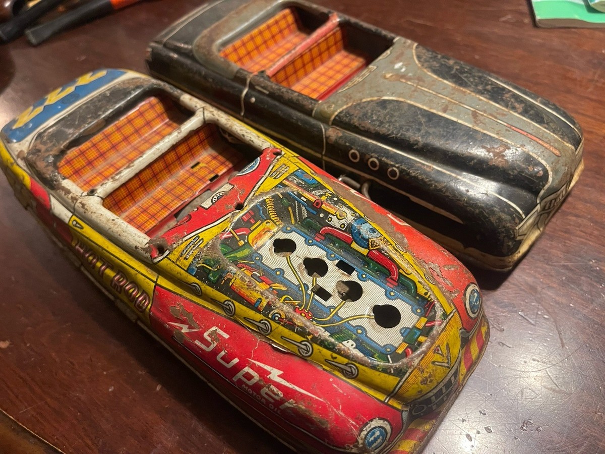 1950s MARX LUMAR Tin Litho HOT ROD 777 Toy PARTS CAR D-6581 Lot Of