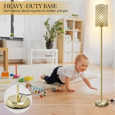 Image of Elegant Crystal Floor Lamp Modern Tall Standing Light with Foot Switch 9x9x66.5"
