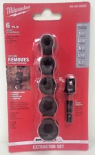 Milwaukee Shockwave 6pc, Impact Extractor Set 48-32-8000 Removes Dmg Bolts NEW