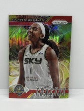 Elizabeth Williams 2024 Panini Prizm WNBA #14 Fractal Prizms Red #/99 Sky