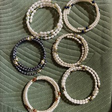 Lot of 6 Natural Freshwater Pearl & Gemstones...