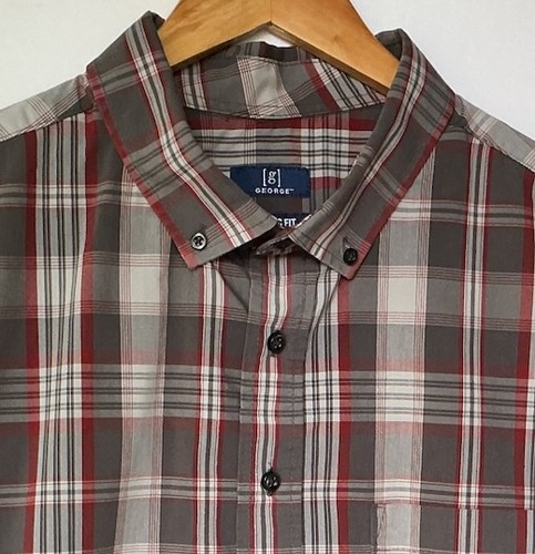 Camisa George Para Hombres Con Botones Gris Rojo 2XL (50-52) Manga Corta Con Botones - Imagen 1 de 5