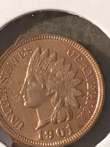 1901 Uncirculated Indian Penny Full Feathers Liberty And Diamonds