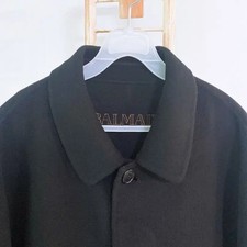 Balmain Men Black Handmade Wool Coat Size 100
