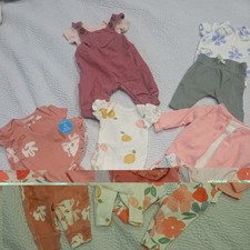 Lot of 5 Outfits Baby Girl Newborn Clothes Bundle Carters EUC