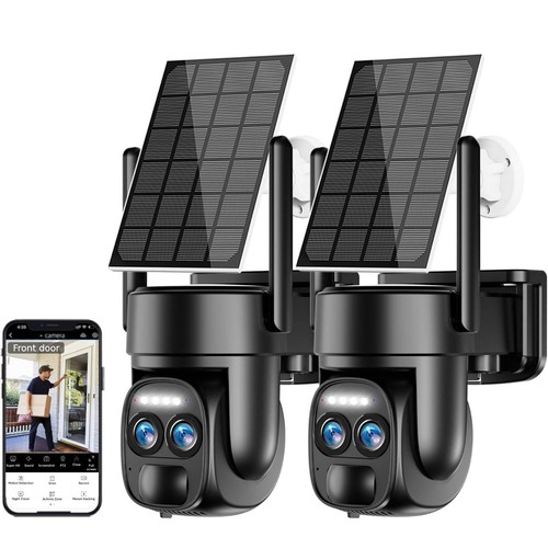 Popugrut 4K Solar Security Camera Wireless Outdoor - Dual Lens Auto Tracking With Color Night Vision - View #4
