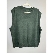 Orvis Mens V Neck Merino Wool Sweater Vest Green Size Fly Fishing