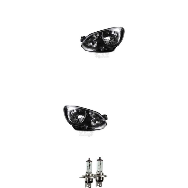 Halogen Scheinwerfer Frontscheinwerfer Set H4 Schwarz FüR VW UP Inkl. Lampen-image