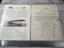 ORIGINAL EARLY 1920S CURTISS AEROPLANES BROCHURE AND SPEC SHEET JENNY AIRCRAFT..