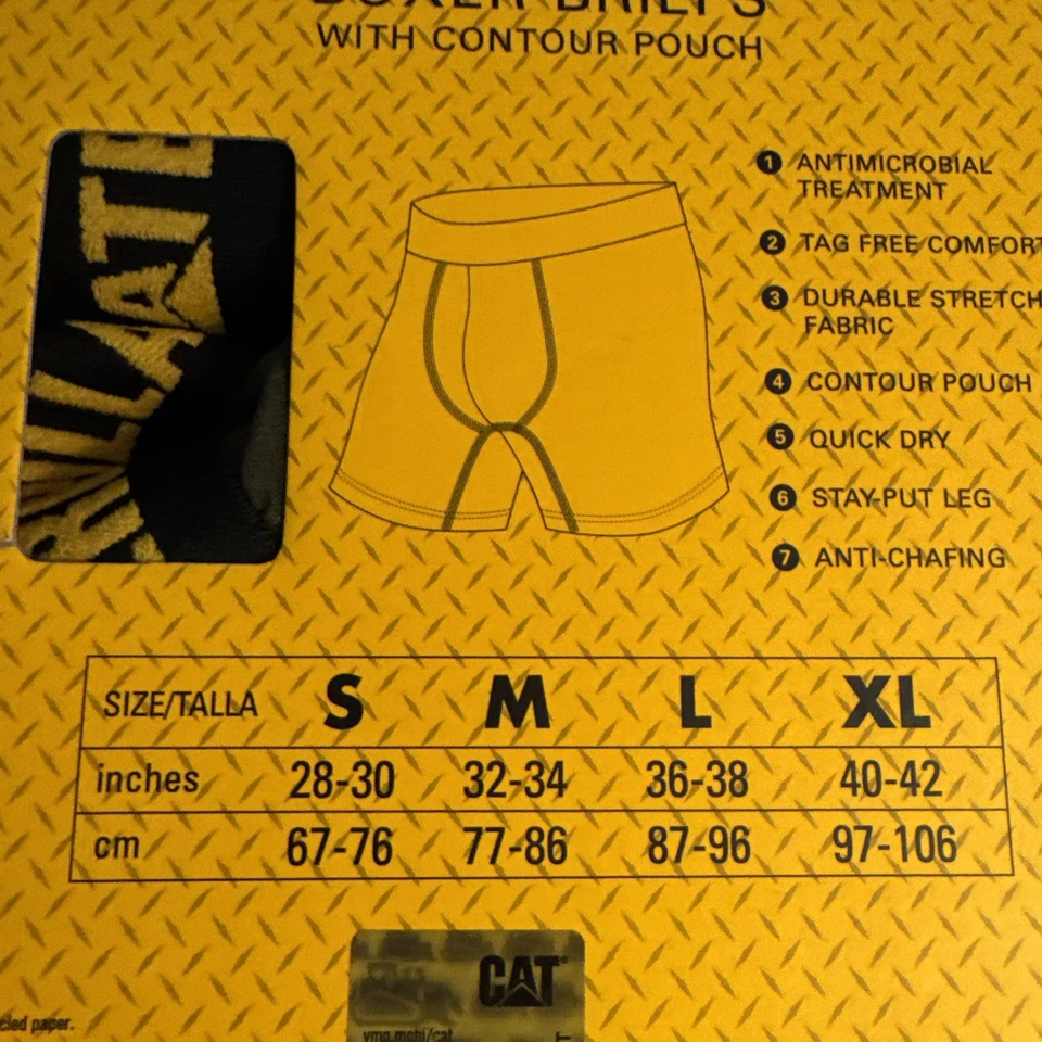 Paquete de 4 calzoncillos boxer Caterpillar CAT Performance para hombre pequeños 28-30 nuevos BN15 Foto 3 de 4