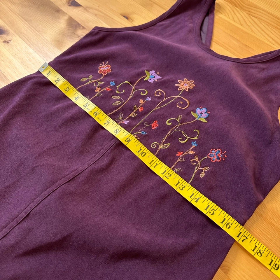 Vestido Ciruela Mujer Petite S Caprichoso Hada Grunge Años 90 Boho Floral Bordado Foto 3 de 4