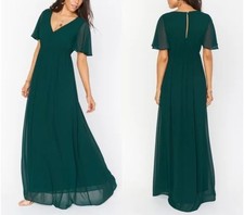 Show Me Your MuMu Dress Green Evergreen 1X Short Sleeve Maxi Wedding Party Event