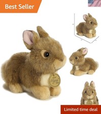 Charming Miyoni Tots Baby Bunny Plush - Lifelike Cute Companion 6.5" Brown