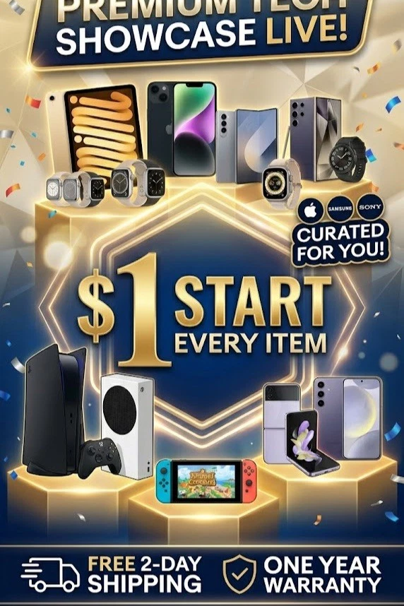 $1 START : PREMIUM TECH SHOWCASE! IPADS, MACBOOKS, GALAXY, GAME GEAR + MORE