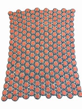1970s Handmade Crochet Daisy Flower Loom Afghan Blanket- pink blue 48 X 30 Baby
